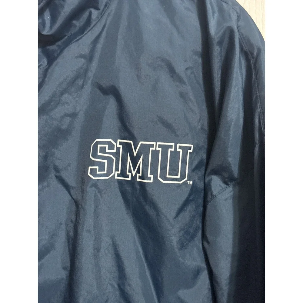 Vintage SMU Mustangs Reversible‎ Hooded Jacket Athleisure Retro Sporty Oversized